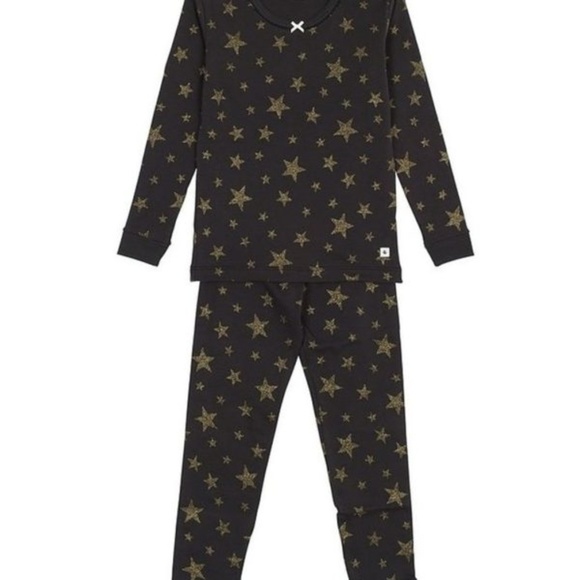 Petit Bateau Girls Black 2 Piece Set Pajamas with - Picture 1 of 1